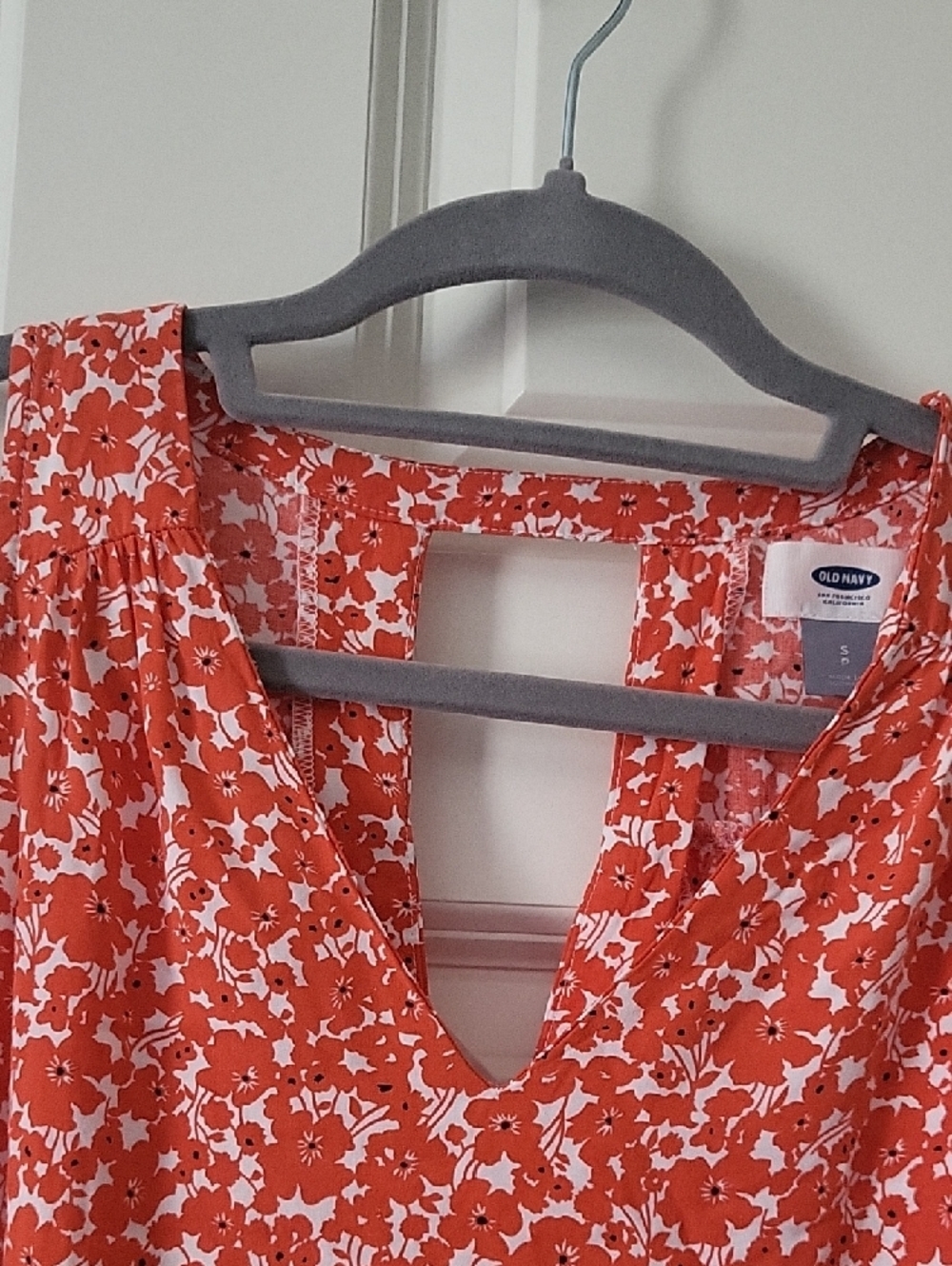 Old Navy Orange & White Floral Sleeveless Mini Dress Women’s Small - Picture 6 of 7